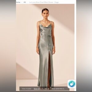 Shona joy La Lune Bias Cowl Maxi Dress - Sage size 6